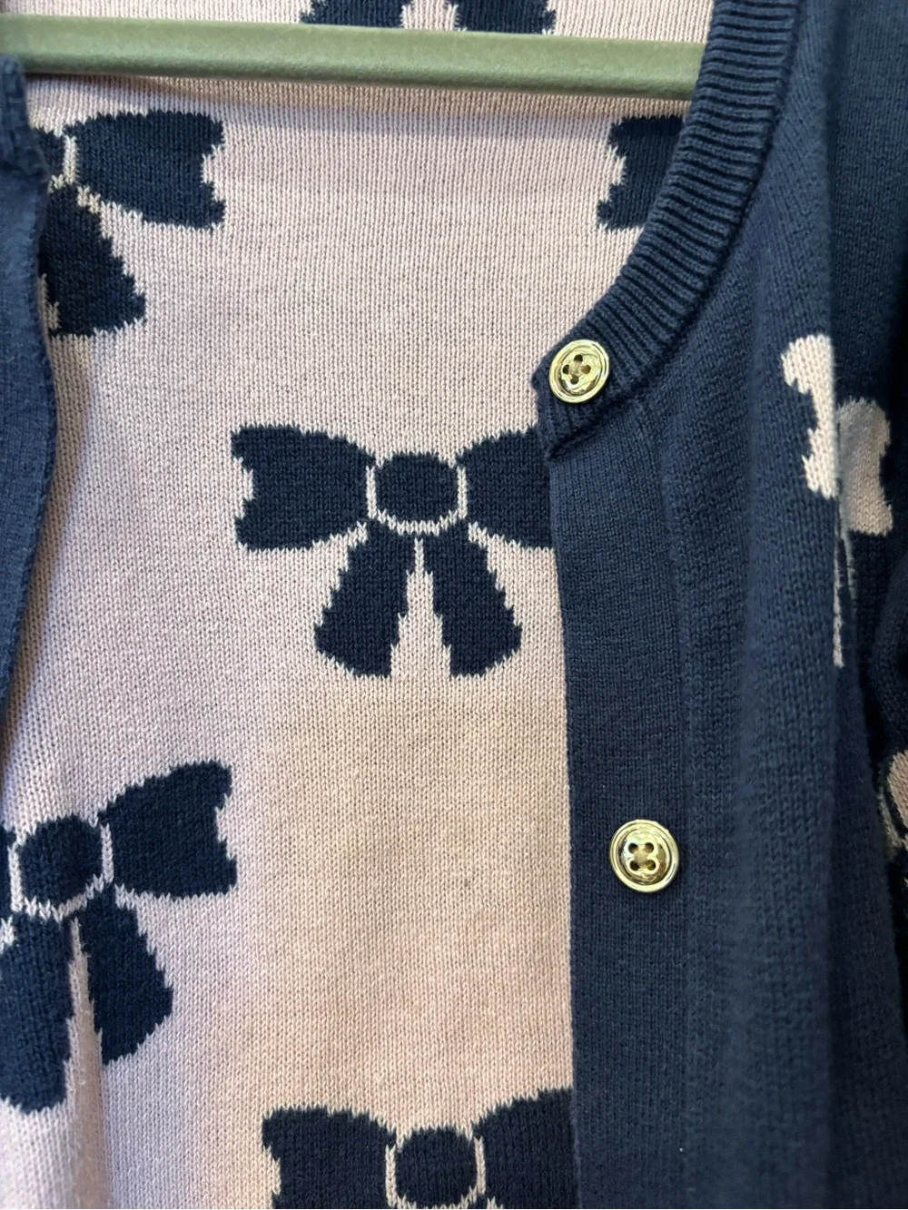 Gymboree Girls Navy & Pink Bow Knit Cardigan